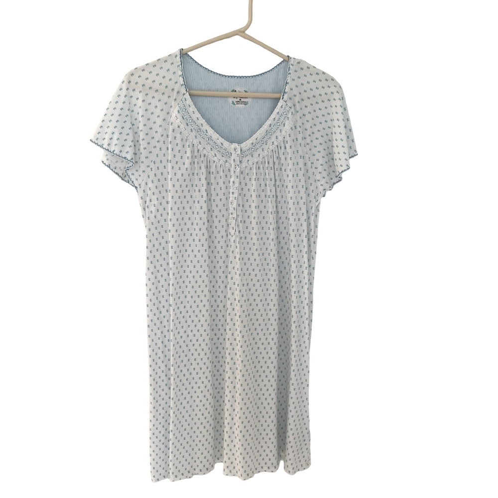 Aria Women’s Short Sleeve Nightgown Blue Floral Print Size Medium